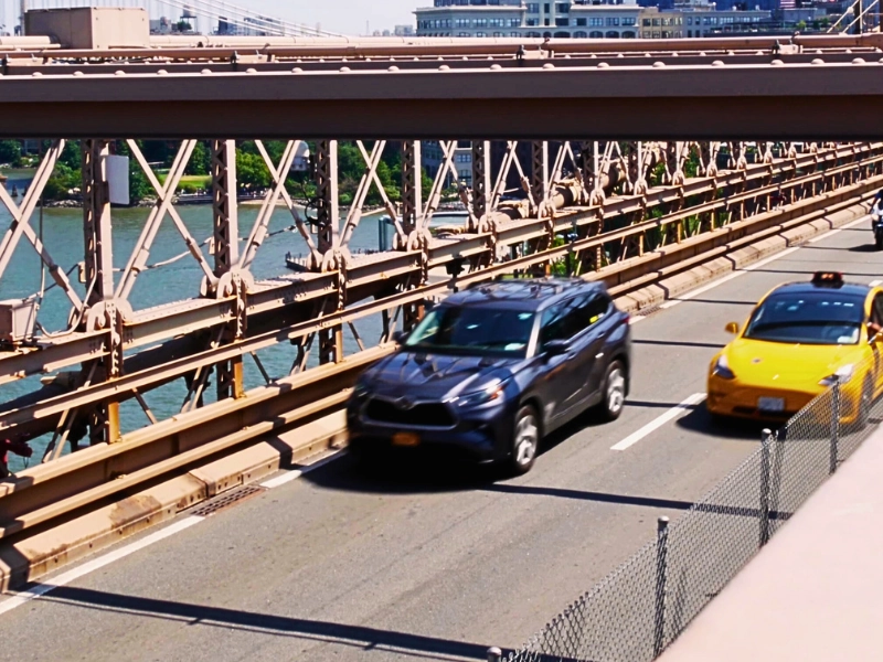 Cars passing the bridge. Brent Spence Bridge