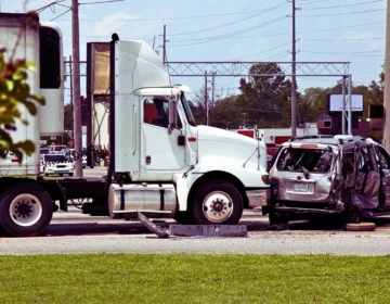 This big rig T-boned the other vehicle. Truck Accidents Caused by Poor Maintenance