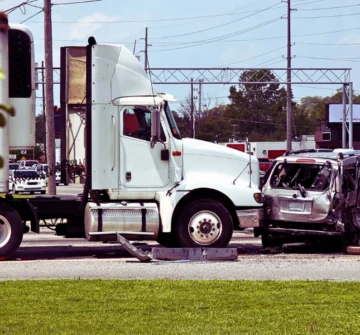 This big rig T-boned the other vehicle. Truck Accidents Caused by Poor Maintenance