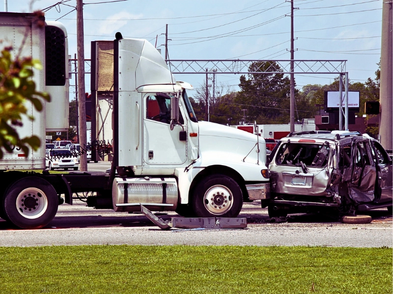 This big rig T-boned the other vehicle. Truck Accidents Caused by Poor Maintenance